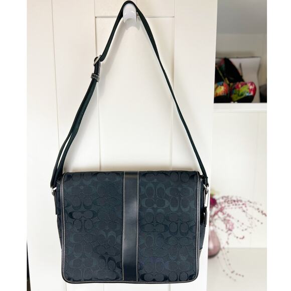 Vintage Coach Canvas Signature Logo Crossbody Messenger Bag #D25-5229 Black - Picture 16 of 16